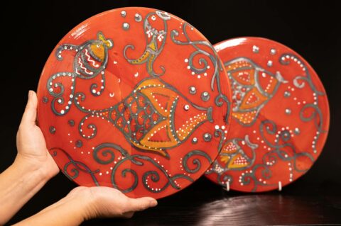 Migrazione-Coppia-piatti-murali-cm.30-Red-passion