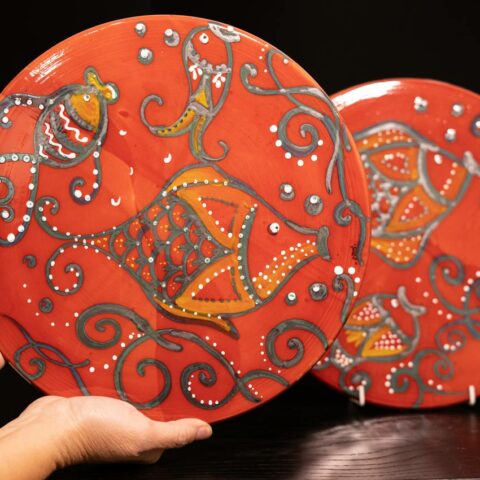 Migrazione-Coppia-piatti-murali-cm.30-Red-passion